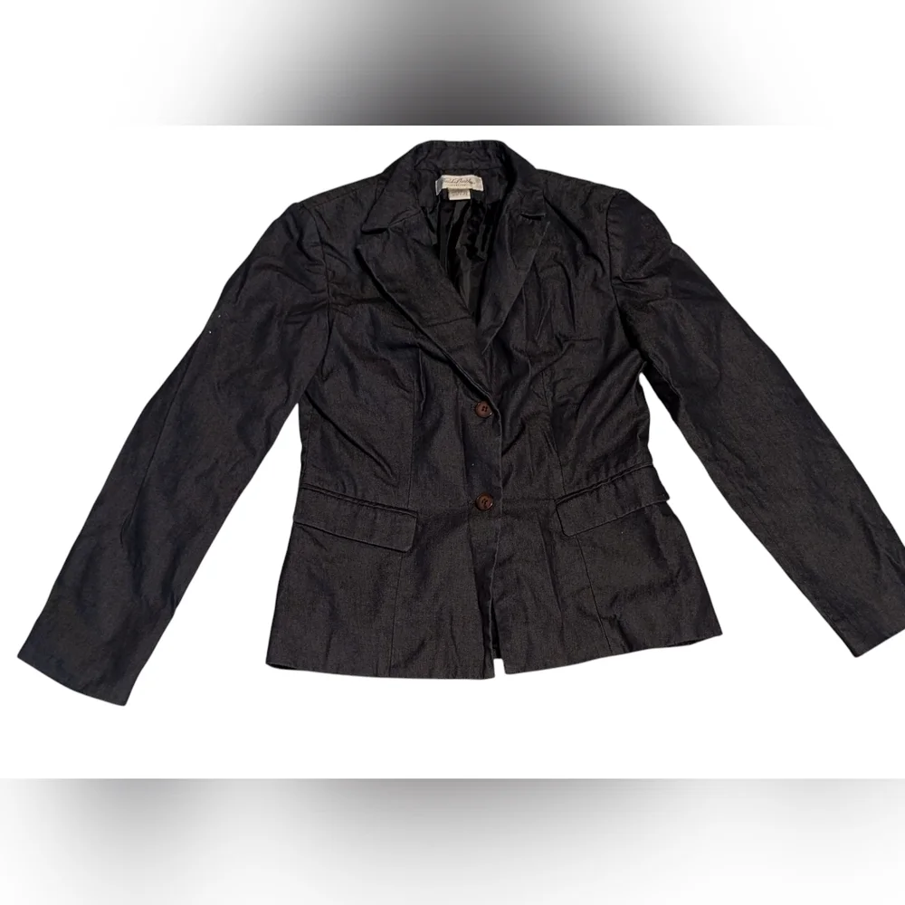 Brooks Brothers Women’s Dark Denim Blazer Jacket Two Button Structured Sz4 - Picture 1 of 11